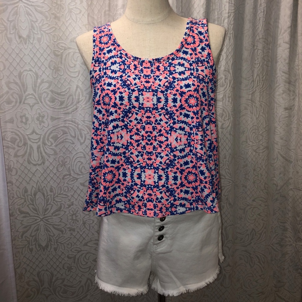 Groovy Pink and Blue Flowy tank